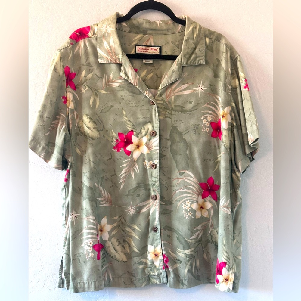 JAMAICA BAY "Hawaiian" Shirt, button down, short sleeve, Size 2X